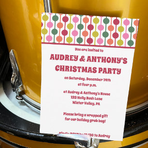 Convites Festa de Natal Personalizada do Padrão da Retro do