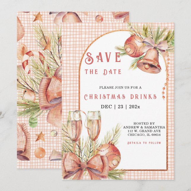 Convites Festa de Natal Personalizada Salve a Data (Frente/Verso)