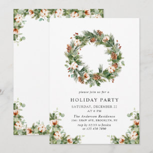 Convites Festa de Natal Pine Cones Fir Wreath