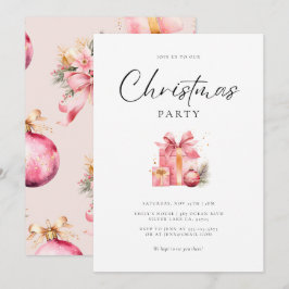 Convites Festa de Natal Pink Watercolor