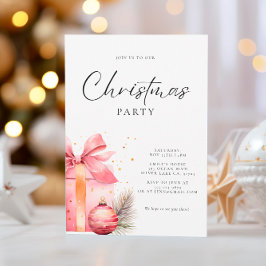 Convites Festa de Natal Pink Watercolor