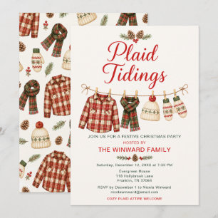 Convites Festa de Natal Plaid Tidings