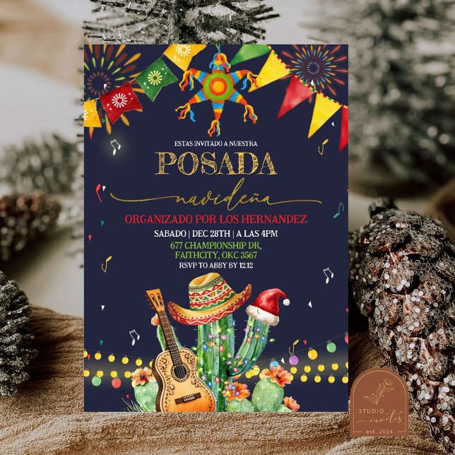 Convites Festa de Natal Posada Cactus Festa de Natal (Criador carregado)