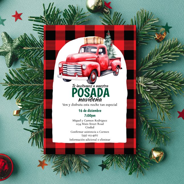Convites Festa de Natal Posada Navideña no Caminhão Vermelh (Criador carregado)