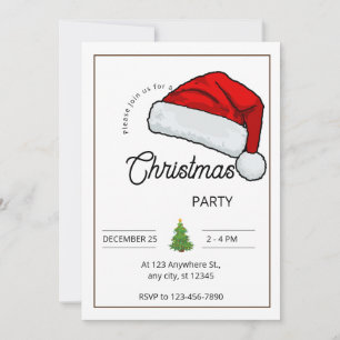Convites Festa de Natal Preta e Branco com Marca Personaliz