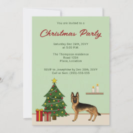Convites Festa De Natal Preta E German shepherd