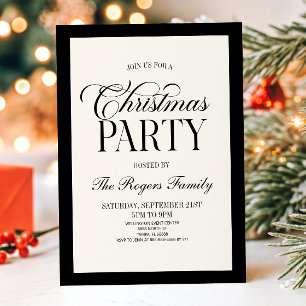 Convites Festa de Natal Preto Bege Vintage Old Money
