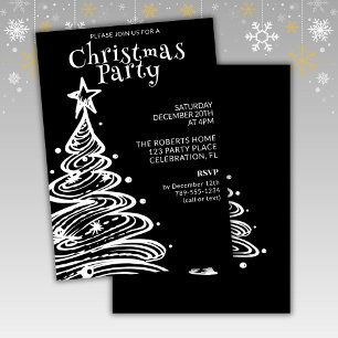 Convites Festa de Natal Preto e Branco