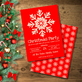 Convites Festa de Natal Red and White Snowflake