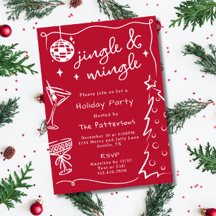 Convites Festa de Natal Red Disco Martini Jingle & Mingle
