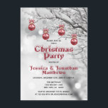 Convites Festa de Natal Red Ornament Wonderland<br><div class="desc">Imprima seus convidados com esses cartões de Convite de festas de Natal elegantes,  mas festivos. Wland de inverno com neve e ornamentos vermelhos suspensos. Letras em neve com prego. Personalize-os com suas informações. Perfeito para festas de escritório,  festas de casa,  eventos corporativos... </div>