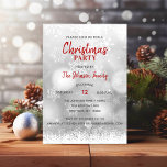 Convites FESTA DE NATAL Red Silver Flocos de Neve<br><div class="desc">*** O tamanho é 3, 5"x5" - outros tamanhos disponíveis *** Convites de festas de Natal Modernos personalizados em cores vermelha e prateada. Fundo em luzes cintilantes, neve e flocos de neve. Modelo editável - simplesmente adicione seu texto. Todo texto pode ser alterado fonte, cor e tamanho. Perfeito para festa...</div>