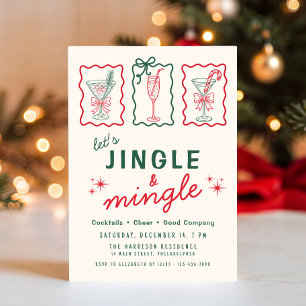 Convites Festa de Natal Retro Caprichosa Jingle Mingle