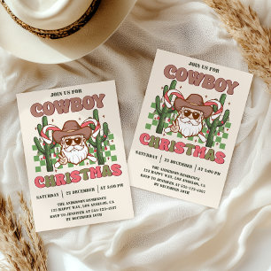 Convites Festa de Natal Retro Cowboy Feriado Western