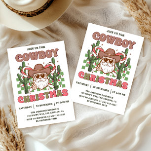Convites Festa de Natal Retro Cowboy Férias Western