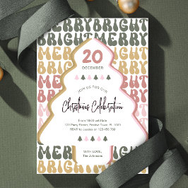 Convites Festa de Natal Retro Grooved Divertido Colorido Fe