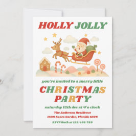Convites Festa de Natal Retro Holly Jolly Editável