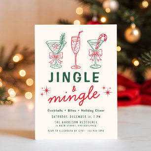 Convites Festa de Natal Retro Jingle Mingle
