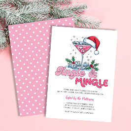 Convites Festa de Natal Retro Pink Martini Jingle & Mingle