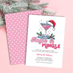 Convites Festa de Natal Retro Pink Martini Jingle & Mingle