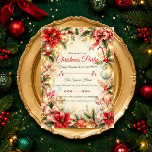 Convites Festa de Natal Romântica com Poinsettia