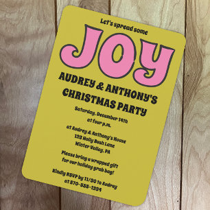Convites Festa de Natal rosa e Verde limão dos anos 70