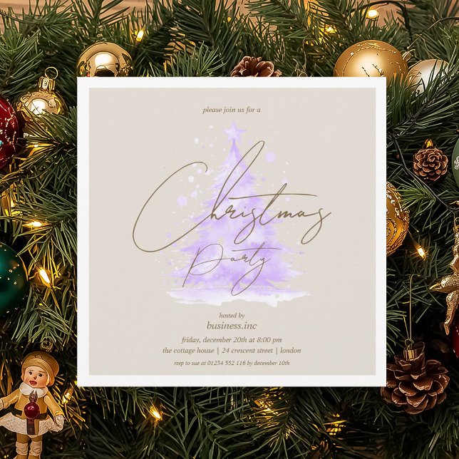 Convites Festa de Natal Roxo Corporativo (Corporate Purple Christmas Tree Holiday Party Invitation)