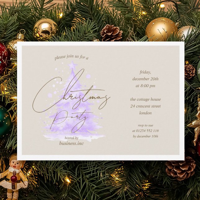 Convites Festa de Natal Roxo Corporativo (Corporate Purple Christmas Tree Holiday Party Invitation)