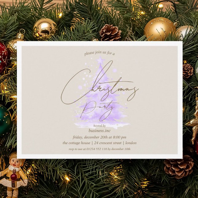 Convites Festa de Natal Roxo Corporativo (Corporate Purple Christmas Tree Holiday Party Invitation)