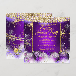 Convites Festa de Natal roxo dourado Enfeite de Neve