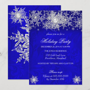 Convites Festa de Natal Royal Blue Winter Wonderland