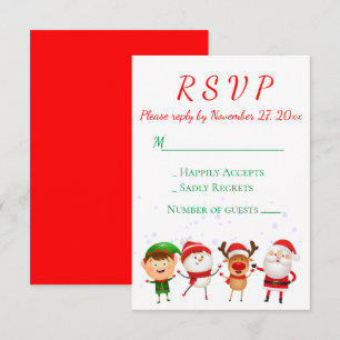 Convites Festa de Natal RSVP Papais noeis Verdes Vermelhas