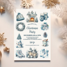 Convites Festa de Natal Russo Cozy Blue