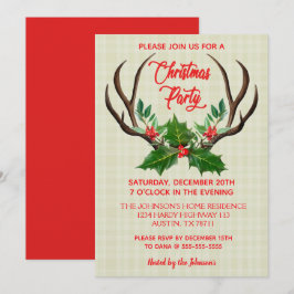 Convites Festa de Natal Rustic Antlers