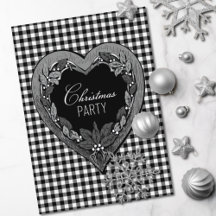 Festa de Natal Rustic Black White Heart