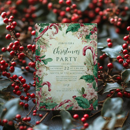 Convites Festa de Natal Rustic Candy Cane