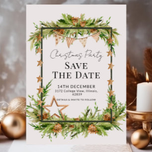 Convites Festa de Natal Rustic Greenery Salve a Data