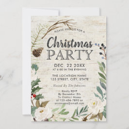 Convites Festa de Natal Rustic Holiday Wreath White Birk