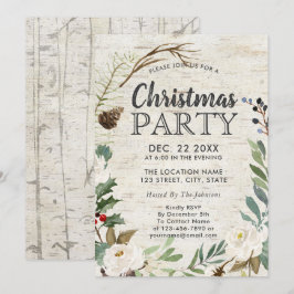 Convites Festa de Natal Rustic Holiday Wreath White Birk
