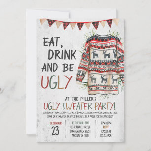 Convites Festa de Natal Rustic Ugly Sweater