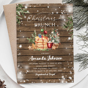 Convites Festa de Natal Rustic Wood Pancake Brunch