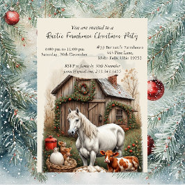 Convites Festa de Natal Rústica com Cavalo de Fazenda Vinta