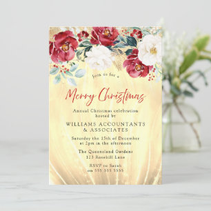 Convites Festa de Natal Rústica, Dourada Branca,  e Feliz