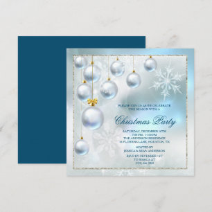 Convites Festa de Natal Silver Baubles e Snowflakes