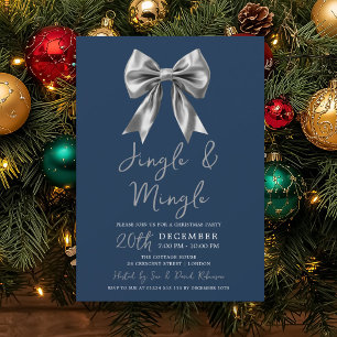 Convites Festa de Natal Silver Jingle Mingle Arco Azul-Mari