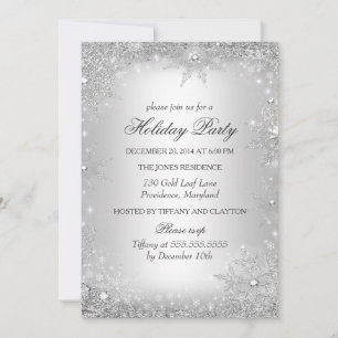 Convites Festa de Natal Silver Winter Wonderland