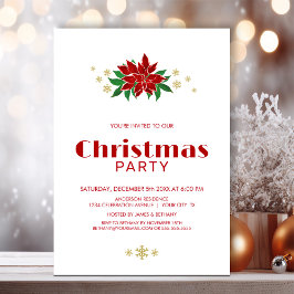 Convites Festa de Natal Simples da Poinsettia Vermelha