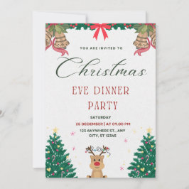 Convites Festa de Natal Simples Verde E Vermelha