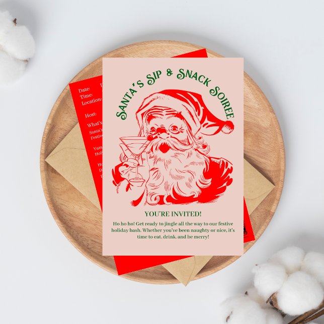 Convites Festa de Natal Sip & Snack Soiree dos papais noeis (Criador carregado)
