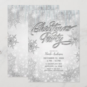 Convites Festa de Natal Terra Mágica de Inverno Flocos de N